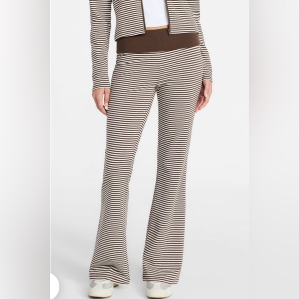Striped Flare Lounge Pants - Brown/White